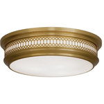 Robert Abbey - Robert Abbey 307 Williamsburg Tucker - Three Light Flush Mount - Canopy Included: TRUE  Shade InWilliamsburg Tucker  Antique Brass Froste *UL Approved: YES Energy Star Qualified: n/a ADA Certified: n/a  *Number of Lights: Lamp: 3-*Wattage:40w E26 Medium Base bulb(s) *Bulb Included:No *Bulb Type:E26 Medium Base *Finish Type:Antique Brass
