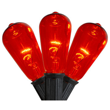 10-Bulb Orange Edison E17 Halloween Light Set, 9' Black Wire