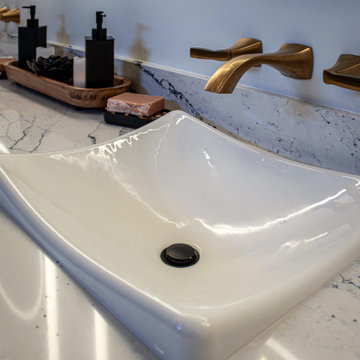 Luxurious Master Bath with Custom Vanity and Cambria Quartz Shower