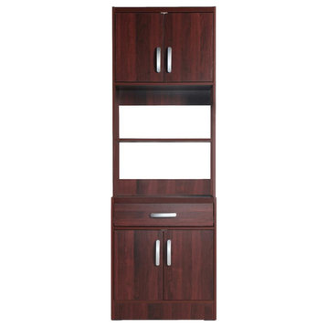 Better Home Products Shelby Tall Wooden Kitchen Pantry in Mahogany