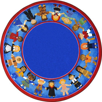 Kid Essentials Rug, Children of Many Cultures, 7'7" Round