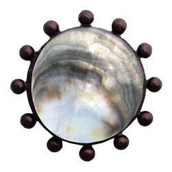 Metal & Shell Round Beaded with Black Lip Shell Decorative Drain - Linkasink - Bathroom Sink And Faucet Parts