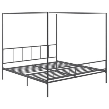 Novogratz Marion King Canopy Bed in Gunmetal Grey