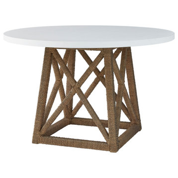 Geneva Round Accent Table, White/Natural