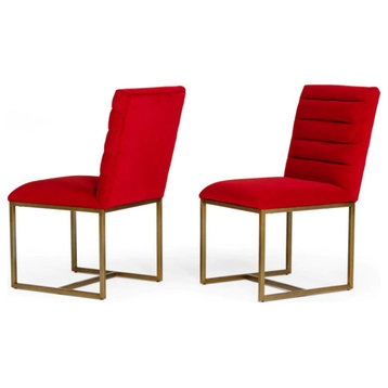 Corrie Modern Burnt Orange and Brush Gold Dining Chair, Set of 2