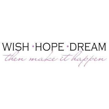 Decal Wall Wish Hope And Dream Then Make It Happen, Black/Lilac