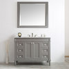 Catania Single Vanity With Carrara White Marble Top, Gray, 48", With Mirror