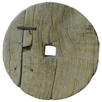 Rustic Raw Wood Round Thick Plank Display Board Hws756