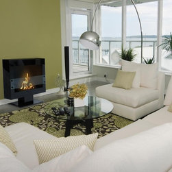 Tribeca II Free Standing Floor Indoor Outdoor Biofuel Fireplace - Outdoor Fireplaces