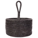 Artifacts Trading Company - Artifacts Rattan Round 4-Section Caddy/Cutlery Holder, Tudor Black - The tight weave of our rattan cutlery holder/caddy will allow you to take it anywhere and store not only your silverware but anything else such as art supplies, sewing kits, or to help reduce the clutter on your desk.