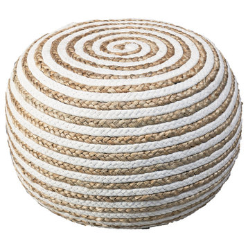 Natural Ivory Braided Pouf