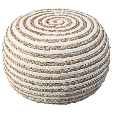 Natural Ivory Braided Pouf