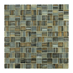Grey and Golden Modern Art Glass Mosaic Tiles (Square, Glass & Matte) - Home Accessories & Decor
