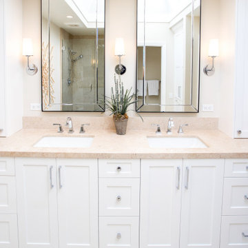 Custom bathroom vanities, coastal beach design white & cream handcrafted vanity