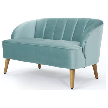 GDF Studio Scarlett Modern New Velvet Sofa, Seafoam Blue
