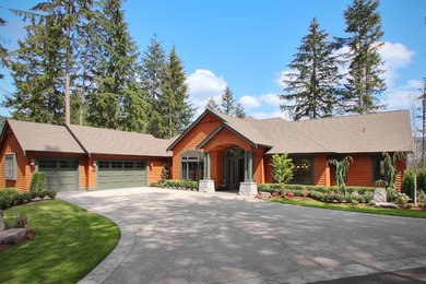Inspiration for a craftsman wood exterior home remodel in Seattle