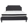 Brighton King Size Tufted Upholstered Platform Bed in Dark Gray Fabric with...