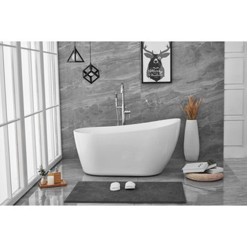 Chanel 54" Soaking Single Slipper Bathtub, Glossy White