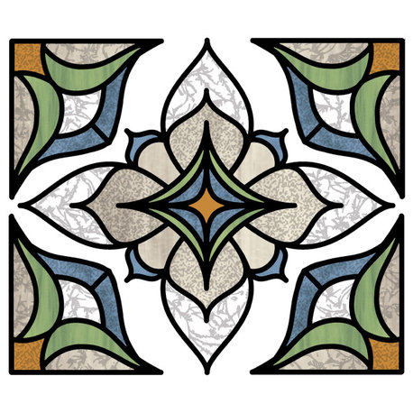 Blue Alden Stained Glass Decal Set of 2