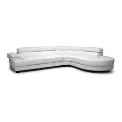 White Melbourne Leather Sectional with Right-Facing Lounge - Products