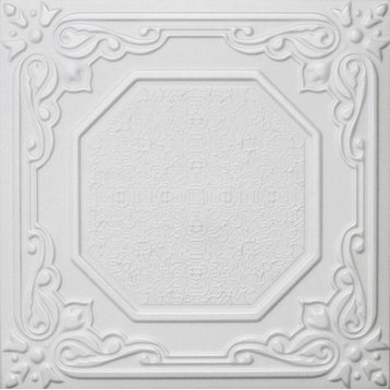 20"x20" R32 Styrofoam Ceiling Tile, Plain White