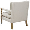 Upholstered Accent Chair With Casters, Beige