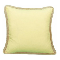 Xia Home Fashions - Square Jute Trimmed Pillow, Yellow - Decorative Pillows