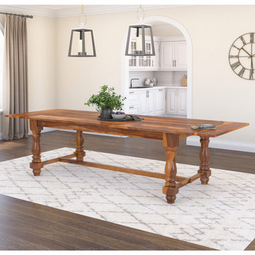 Oroville Nelson Baluster Pedestal Solid Wood Extendable Dining Table