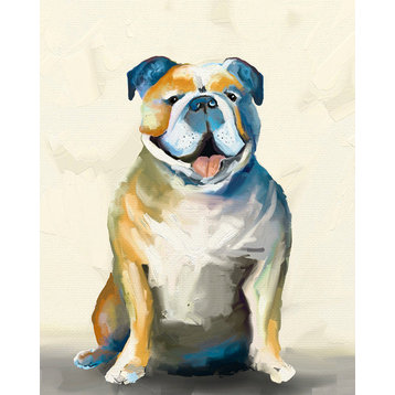 "Best Friend, Bulldog on Cream" Canvas Wall Art by Cathy Walters, 10"x14"