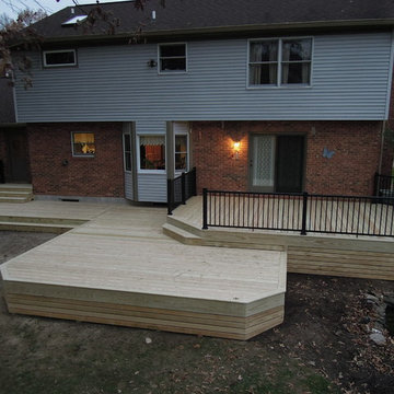 Treated Lumber patio deck with Aluminum railing and wood skirting, Loveland OH