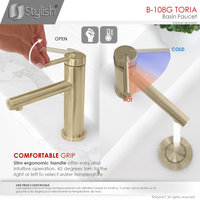 STYLISH Single Handle Modern Bathroom Faucet Basin Sink Faucet, Gold Finish