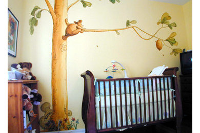 This is an example of a contemporary nursery in Chicago.