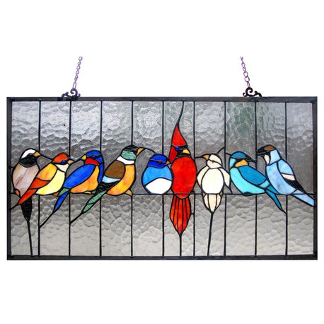 Chloe Lighting Featuring Birds In The Cage Window Panel CH1P543RA25-GPN