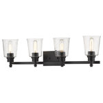 Z-Lite - Z-Lite 464-4V-MB Bohin 4 Light Vanity in Matte Black - Matte black offers a bold finish to the steel frame of this four-light vanity light. Capture the essence of a contemporary or transitional motif with a contrast of rugged and soft, highlighting a delicate look of clear seedy glass shades.