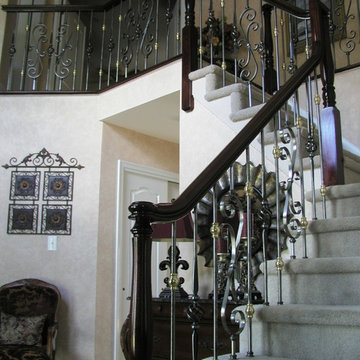 Iron Rail Design w/Polished Steel and Cherry Posts & Handrail - Sewell, NJ