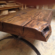 Hand-carved wood and metal table