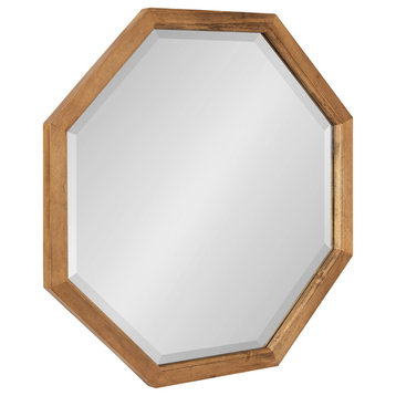 Hogan Framed Octagon Wall Mirror, Rustic Brown, 24x24