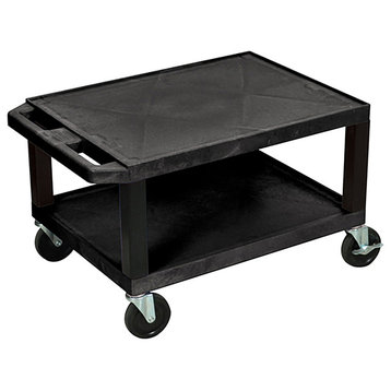 Luxor Tuffy Black 2-Shelf AV Cart With Electric, 16"