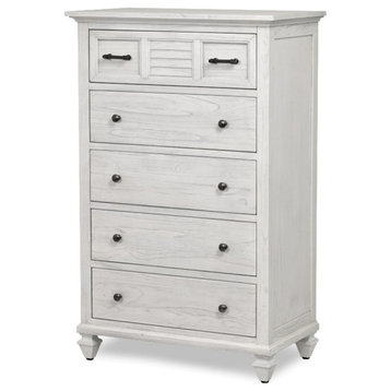 Sea Wind Florida Surfside Wood Chest with 5 Drawers in White