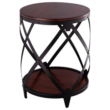 Bardot Drum End Table, Chestnut/Black