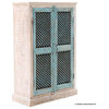 Lattice Door 3 Tier Solid Wood Storage Armoire