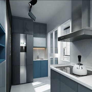 Handleless cabinetry and Asian themed interiors