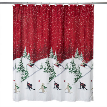 SKL Home Winter Dogs Shower Curtain and Hook Set