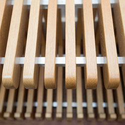 Oak and Aluminum Shoe Bench - Accent And Storage Benches