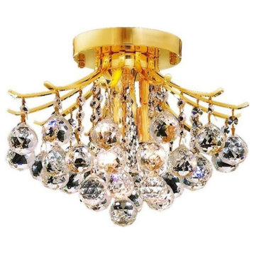 Toureg 3 Light Flush Mount in Gold with Clear Royal Cut Crystal