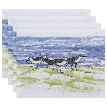 18"x14" Sandpipers, Animal Print Placemat, Gray, Set of 4