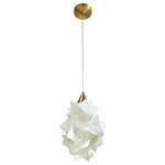 EQ Light - Chi Pendant Light, Gold, Small - The Chi Pendant Light makes a stunning accent piece in a dining room, entryway or kitchen. This elegant pendant light has silver steel construction and a shade made from white spiral polypropylene pieces. Hang it in a contemporary style home for a cohesive look.