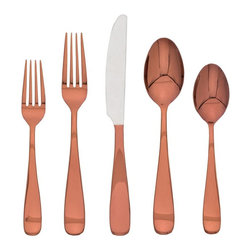 Cecelia Copper Mirror 20-Piece Flatware Set - Flatware And Silverware Sets
