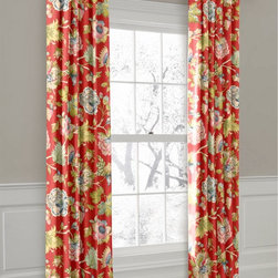 Custom Ring Top Drapery Panel in April Showers - Cherry - Curtains
