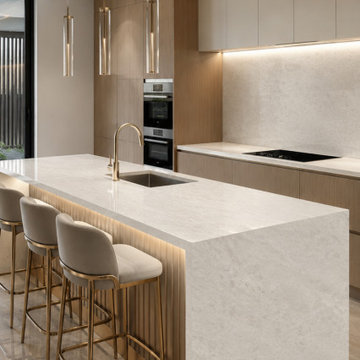White Onyx Kitchen Concept | Waterfall Stone Island